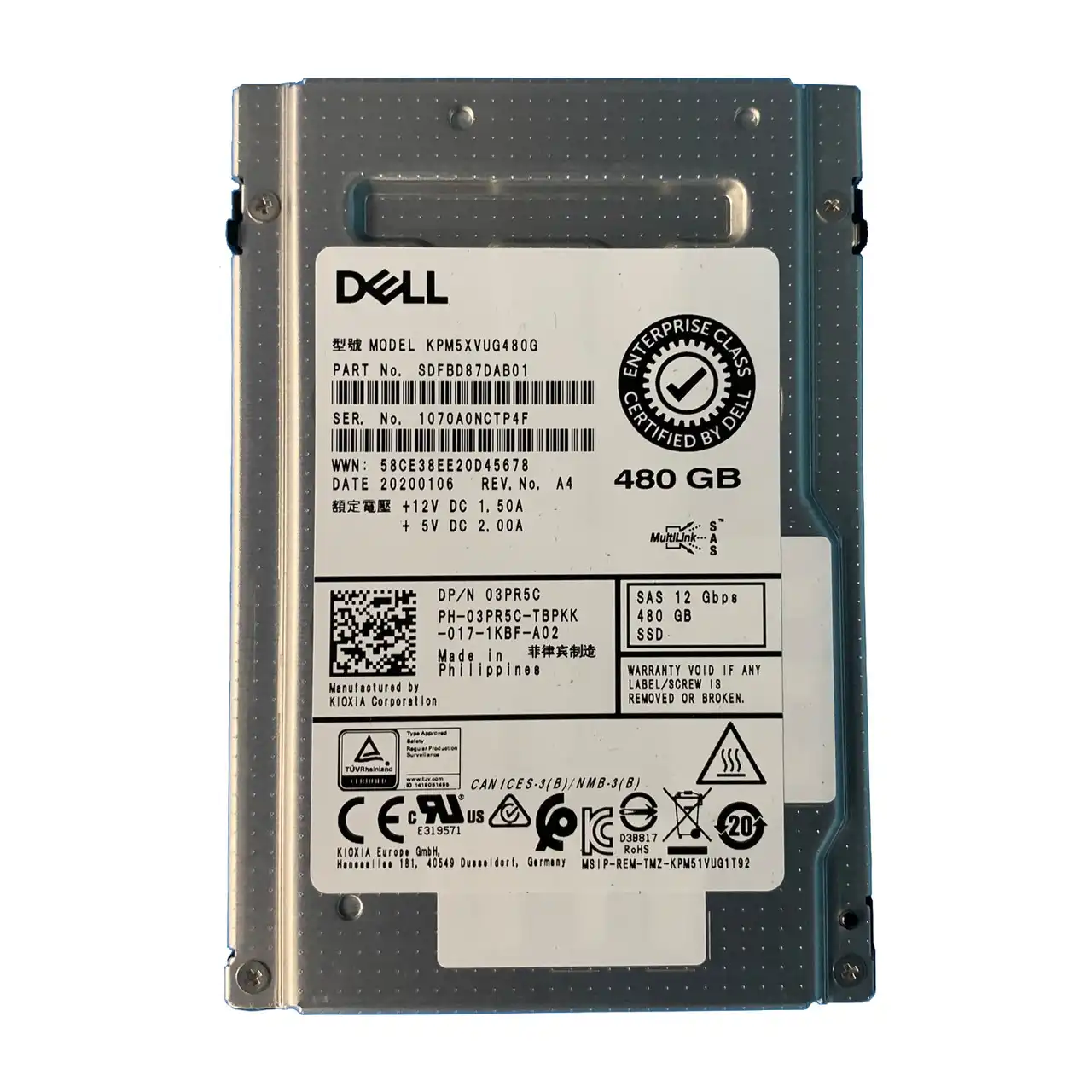 03PR5C - Dell 480GB SAS 12Gb/s Mix Use 2.5'' SSD