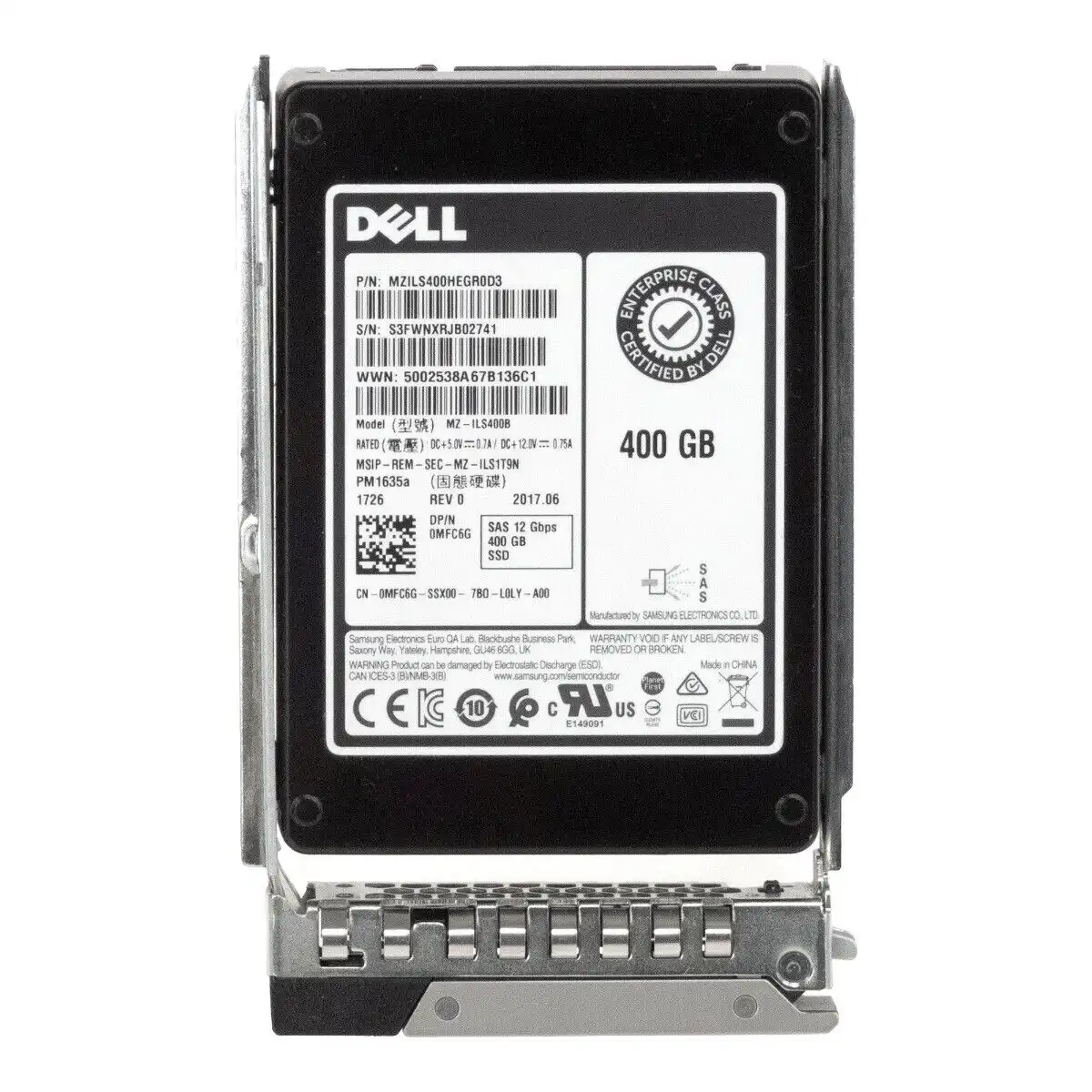 MFC6G - Dell 400GB 12Gb/s SAS Mixed Use 2.5" SSD