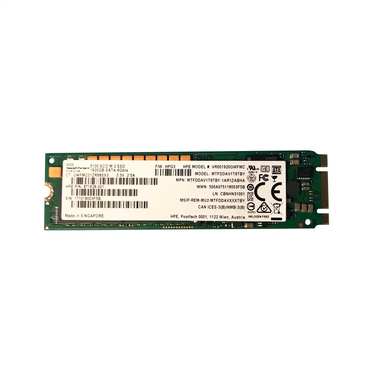 MTFDDAV1T9TBY - HPE 5100 Eco 1.92TB SATA 6Gb/s M.2 2280 SSD