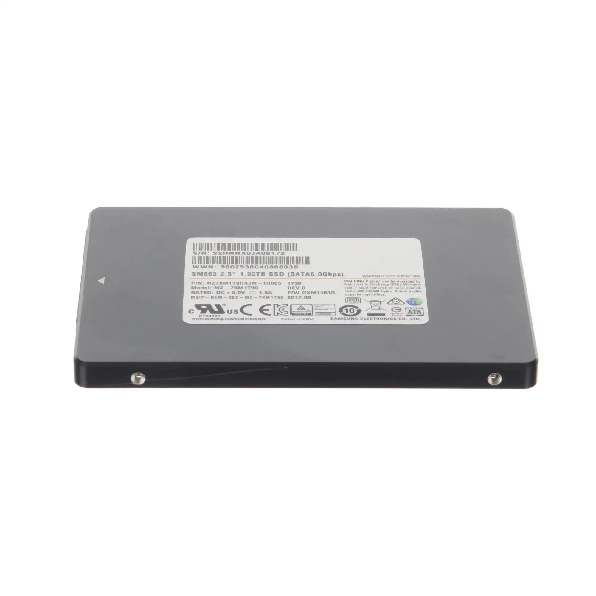MZ7KM1T9HAJM - Samsung SM863 1.92TB SATA 6Gb/s 2.5'' SSD