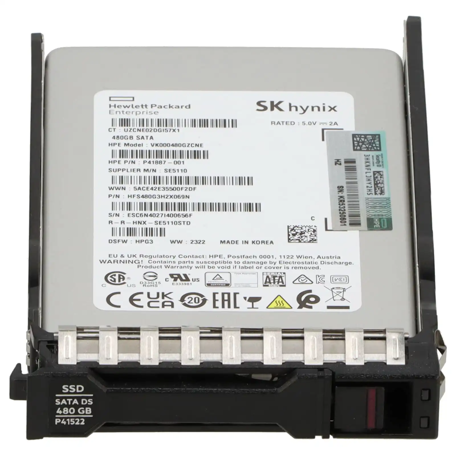 P41522-001 - HPE 480GB SATA 6Gb/s Read Intensive SFF BC SSD
