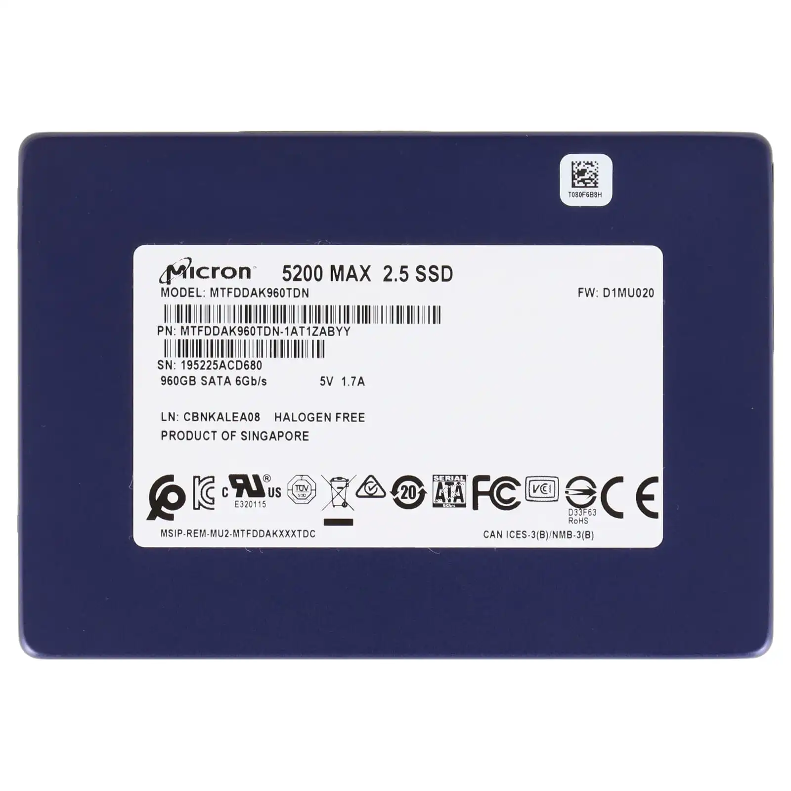 MTFDDAK960TDN - Micron 5200 Max 960GB SATA 6GB/s 2.5'' SSD